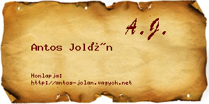 Antos Jolán névjegykártya